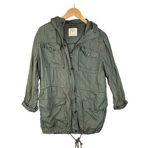 Abercrombie‎ & Fitch Hooded Military-Style Utility Jacket size XS Army Green